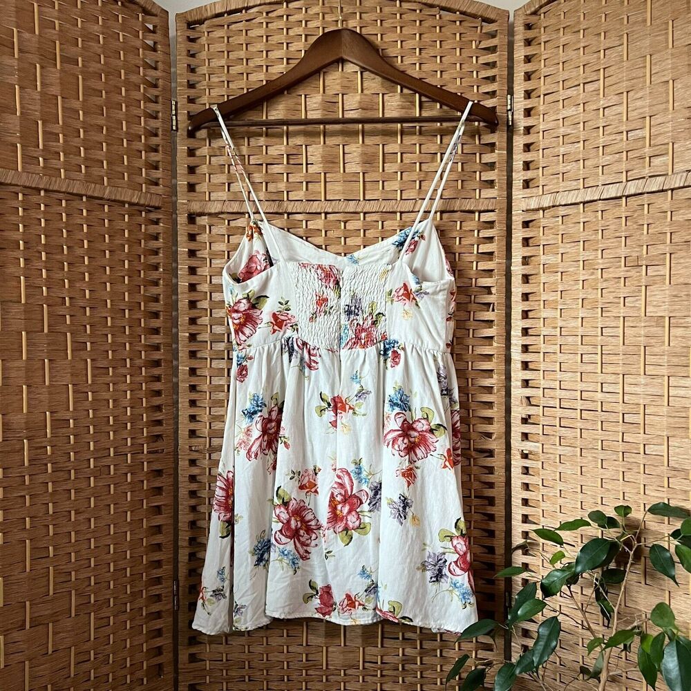 Zara Corset Style Cream Floral Cottagecore Camisole Mini Sun Dress Size Medium - Picture 8 of 13